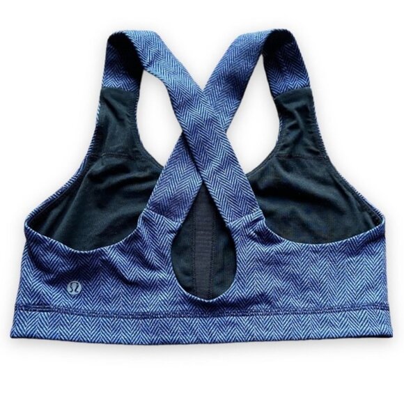 Lululemon All Sport Bra Giant Herringbone Black Heathered Pigment Blue Size 8 - Picture 5 of 9